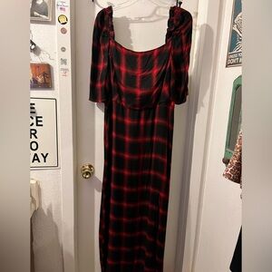 Disturbia UK18-‘Pennyroyal’- red and black midi dress with slit. NWT. RUNS SMALL